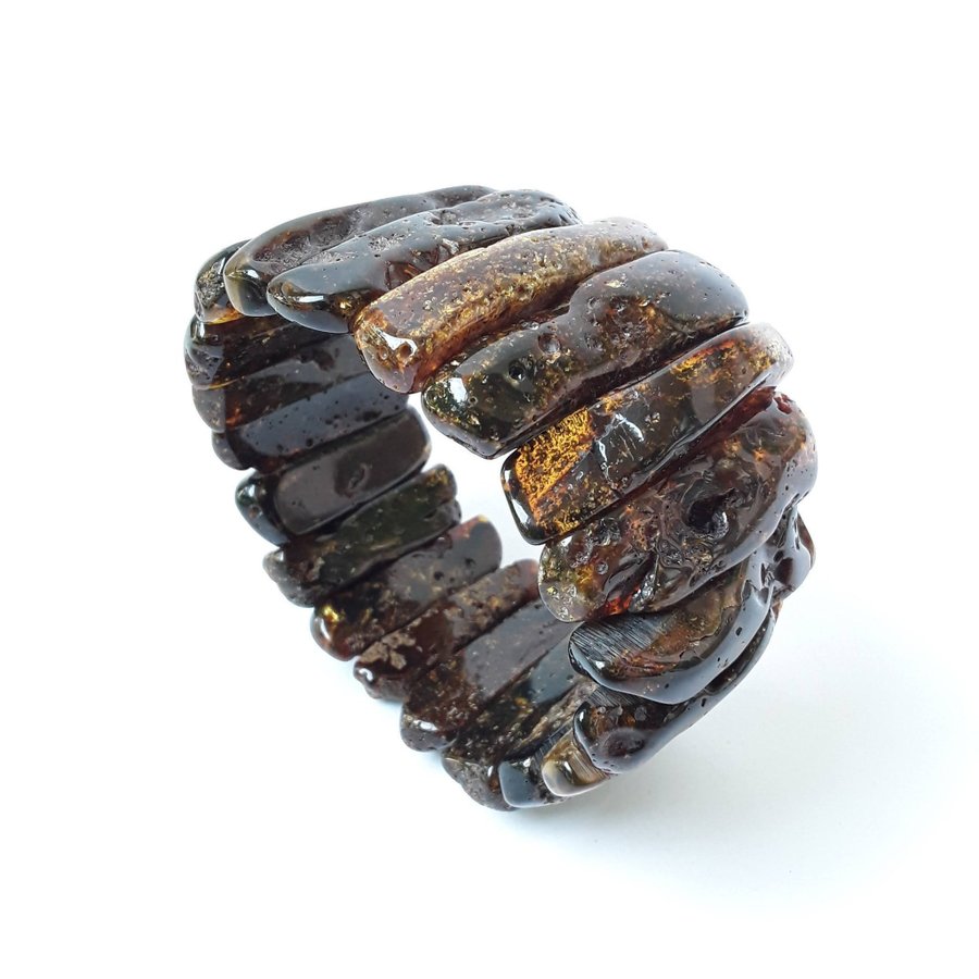 Baltic amber gemstone wide stretch bracelet large amber stone unique bracelet