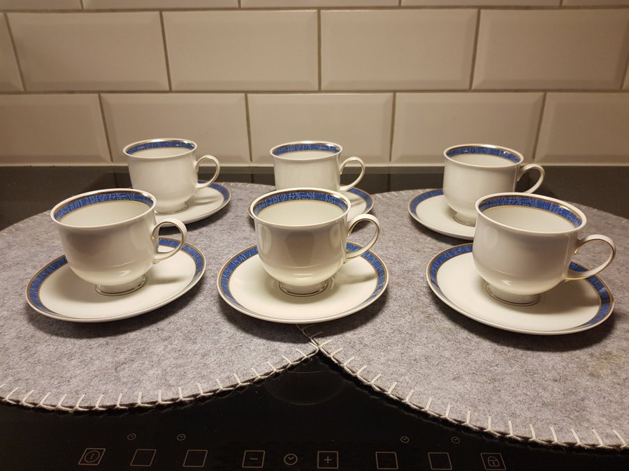 Rosenthal Aida Azur 6st kaffekoppar med fat.