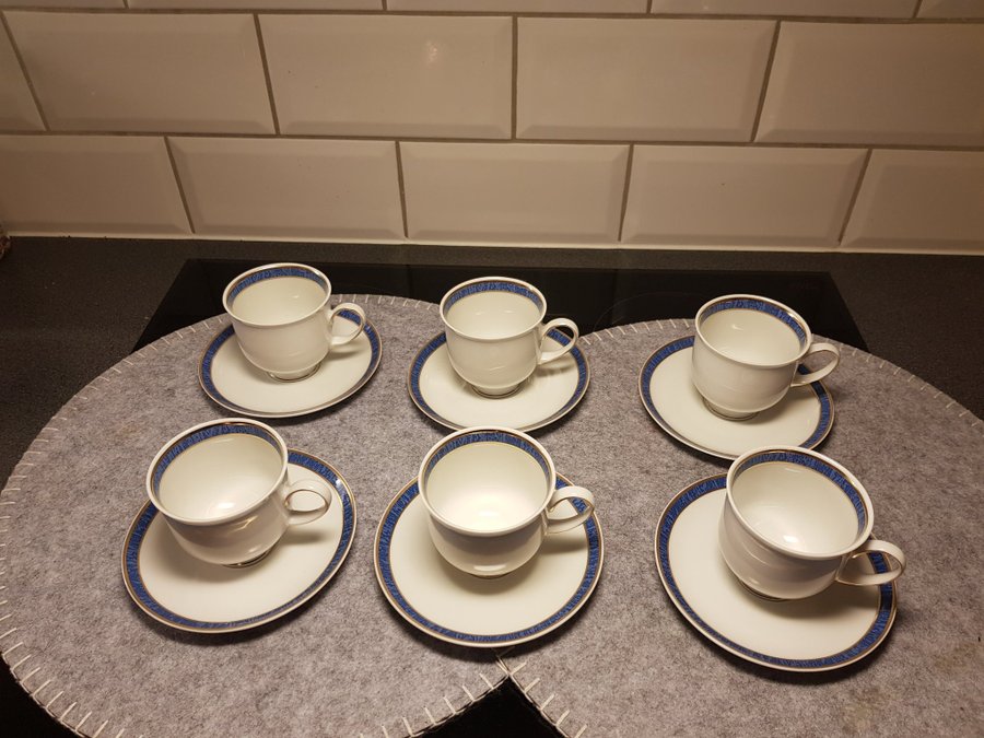 Rosenthal Aida Azur 6st kaffekoppar med fat.