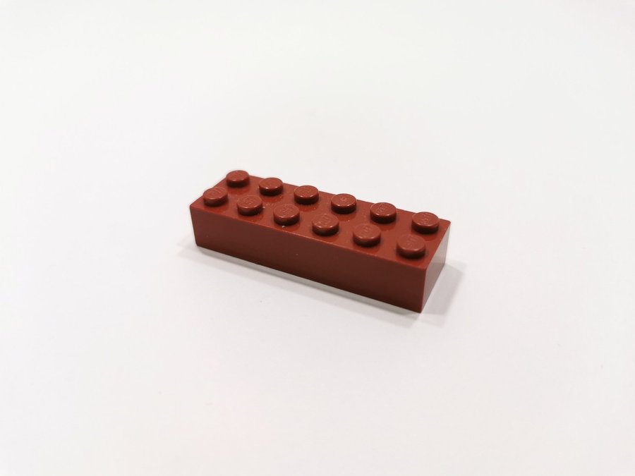 Lego - brick - bas - hög - 2x6 - part 2456 - vinröd (dark red)