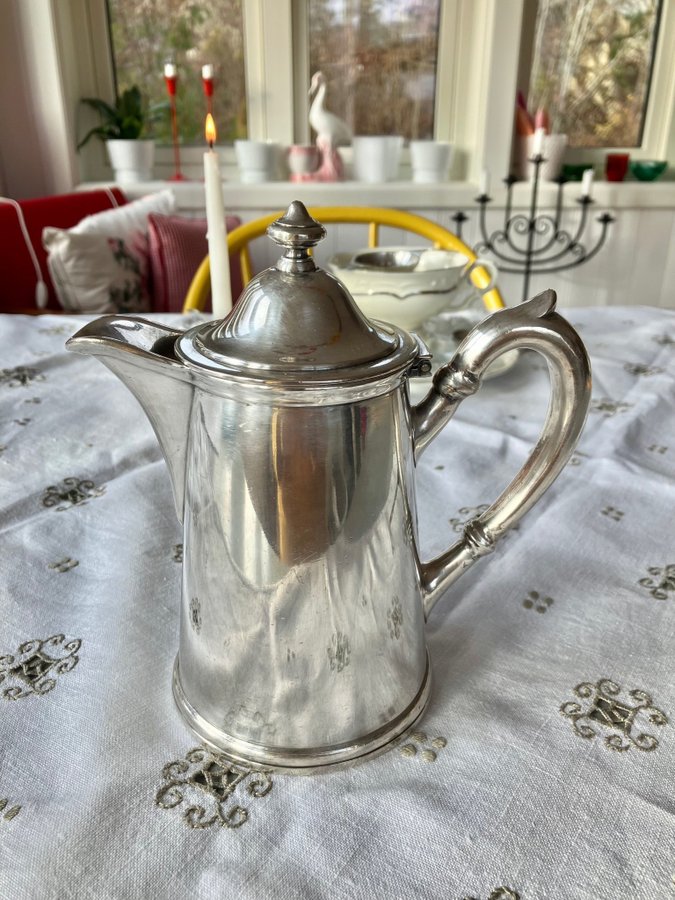 Silverkanna stämplad 53 cm antik kaffe /te kanna vacker