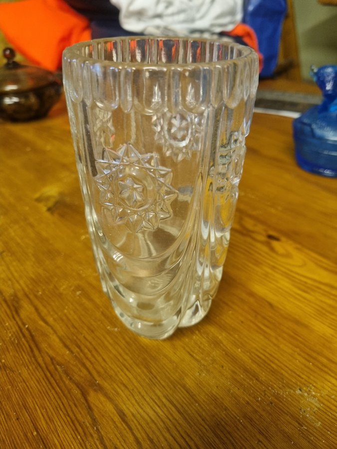 Vintage 70s glass crystal vase 20 cm flower vase glass vase