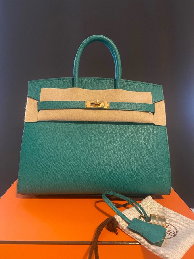 Hermès Birkin Sellier 25 Epsom Jade Grön