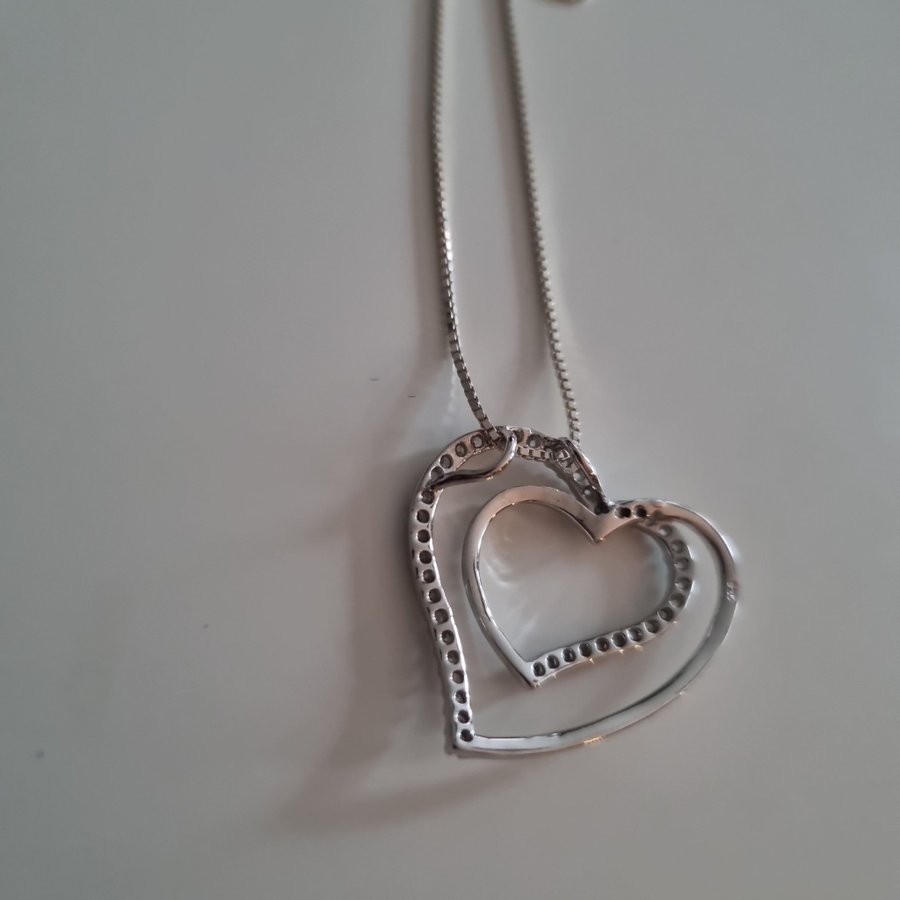 Necklace with double heart silver 925