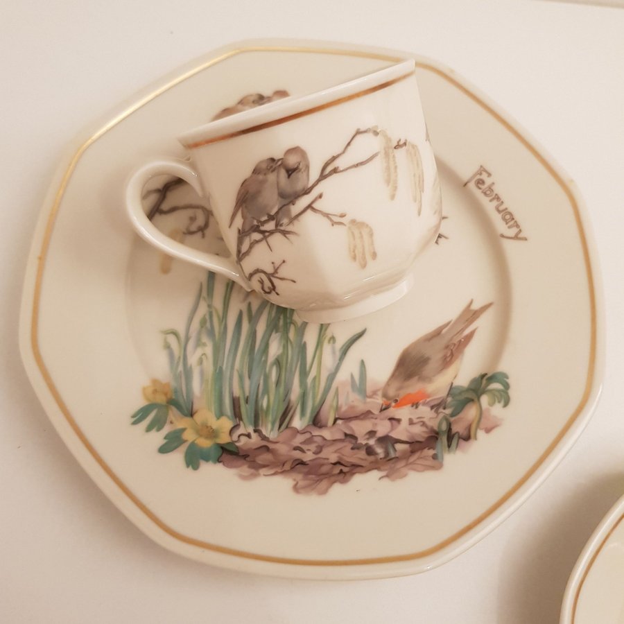 Heinrich Tyskland Villeroy  Boch Set med 1 tekopp/Kaffekopp med assiett januar