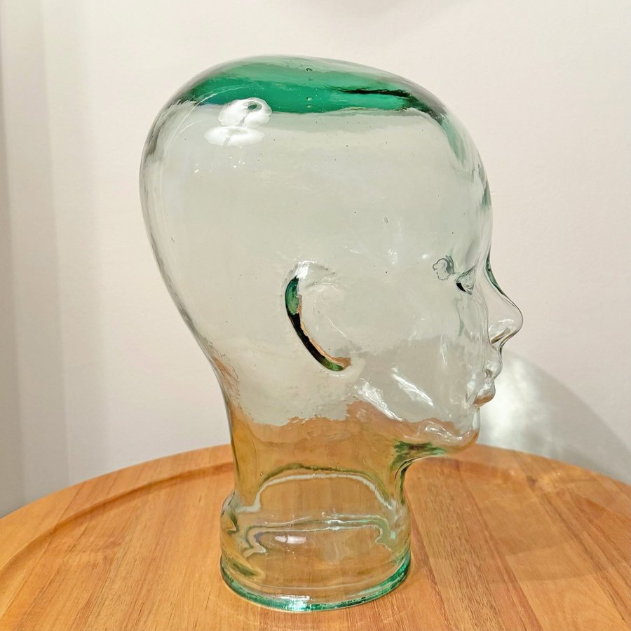 Skulptur, glas, i form av ansikte, Midcentury Modern, Empoli Italy, 1960-tal.