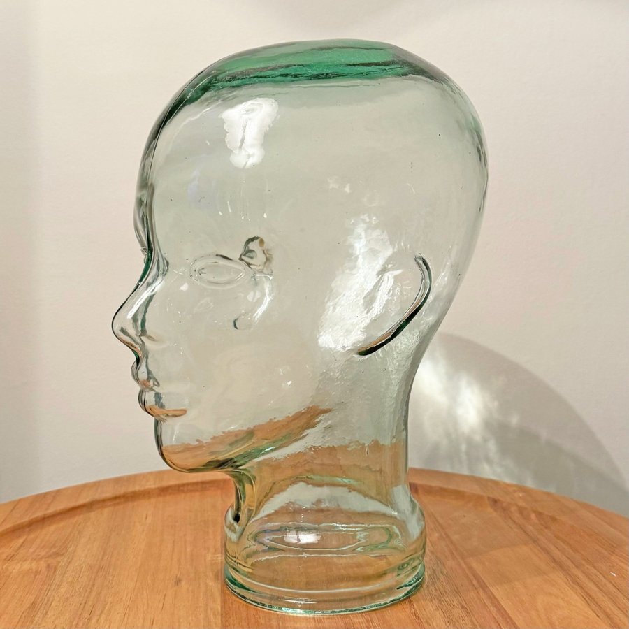 Skulptur, glas, i form av ansikte, Midcentury Modern, Empoli Italy, 1960-tal.