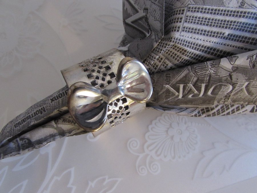 6 servettringar rosett silverpläterat originalkartong napkin rings silver plated