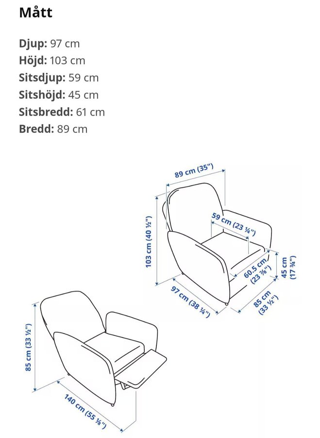 Vilfåtölj Ekolsund från Ikea