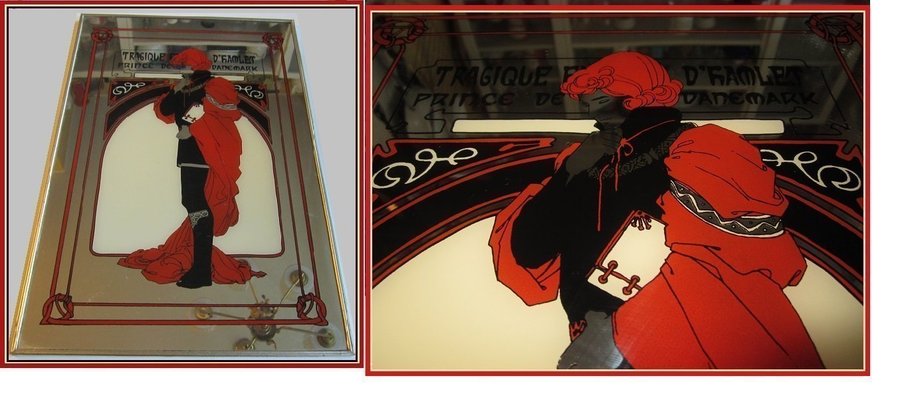 Vintage Spegeltavla Mucha Tragique D`Hamlet Prince De Danemark - Art Nouveau