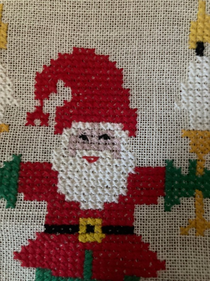 Vintage retro broderad julbonad bonad tomte