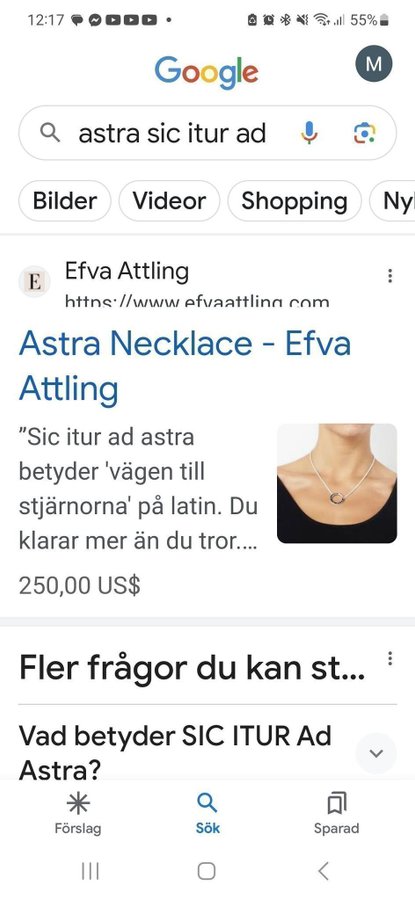 EFVA 2500 kr ATTLING "sic itur ad astra"/efva attling/halsband