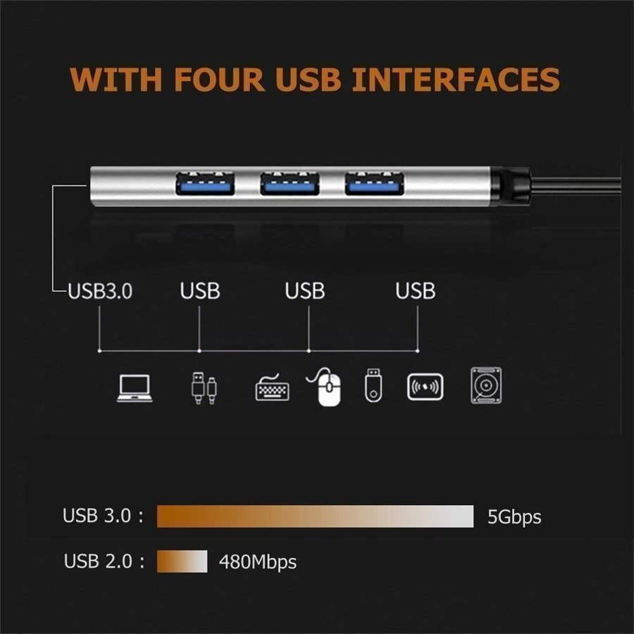 USB 3.0 HUB 4-port Aluminum