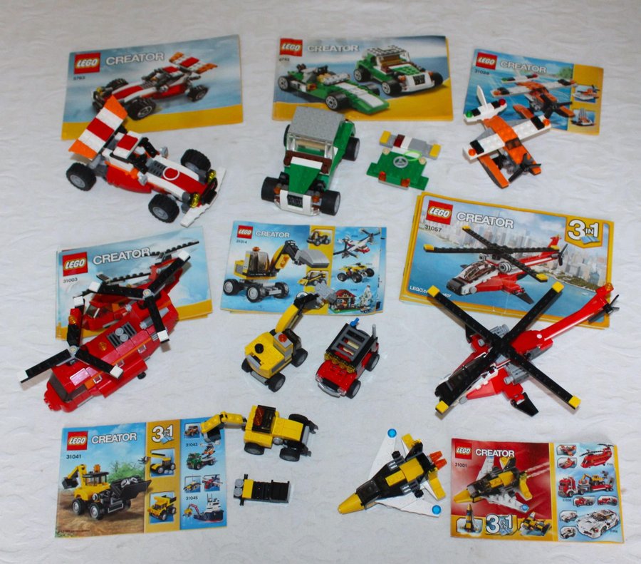 LEGO CREATOR 3in1 31057 31003 31041 5763 mm FLYGPLAN BILAR