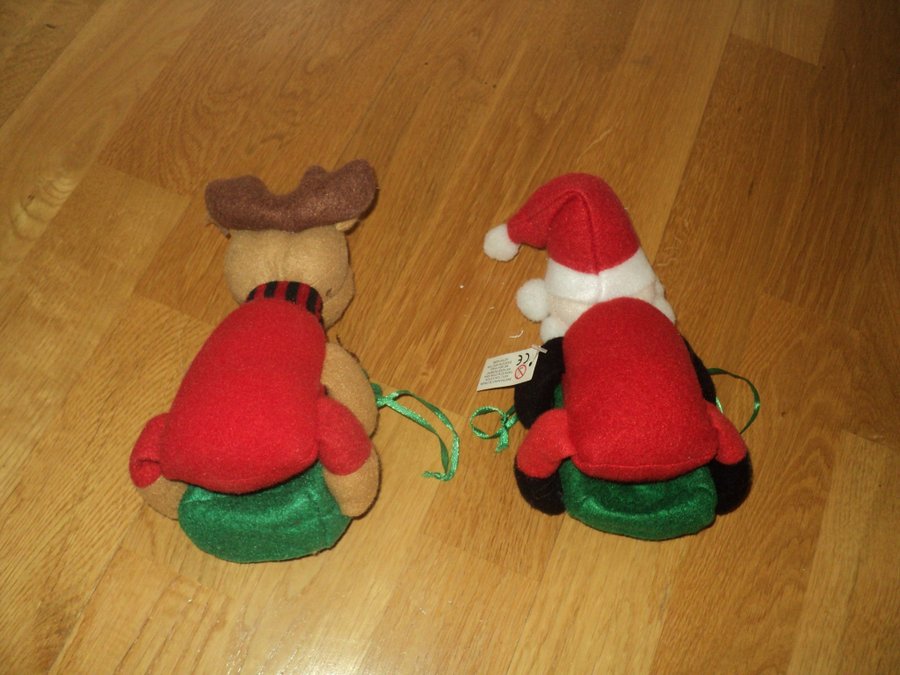 Tomte och Rudolf med påsar för godis oanvända