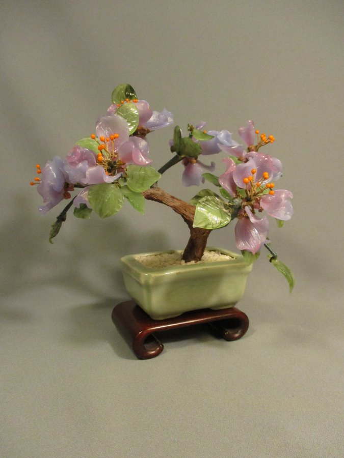 Beijing glas bonsai träd glas blommor, 1900-tal, Kina