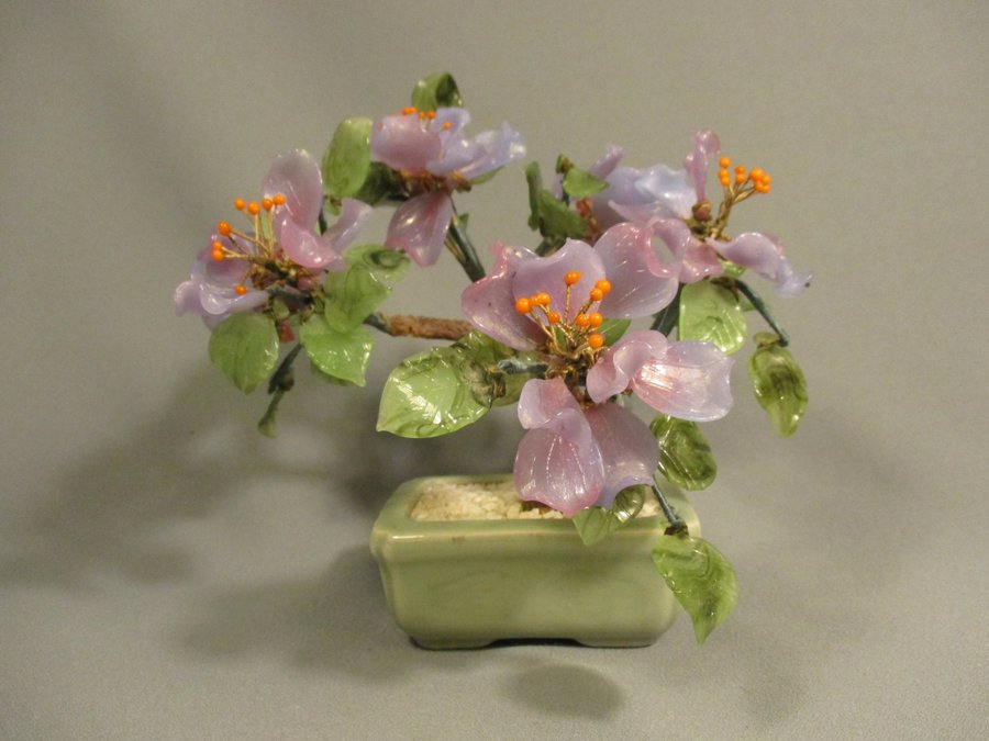 Beijing glas bonsai träd glas blommor, 1900-tal, Kina