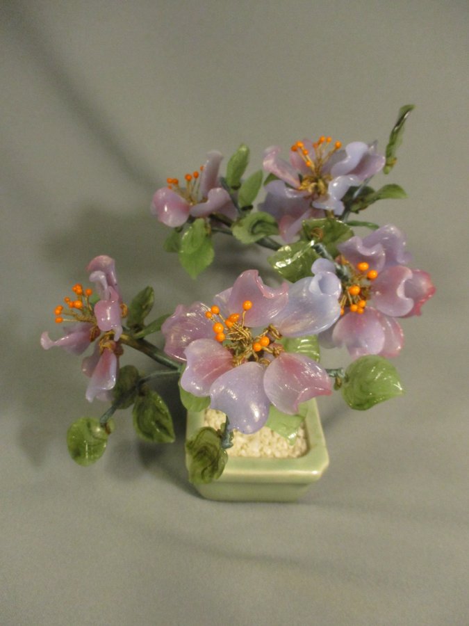 Beijing glas bonsai träd glas blommor, 1900-tal, Kina