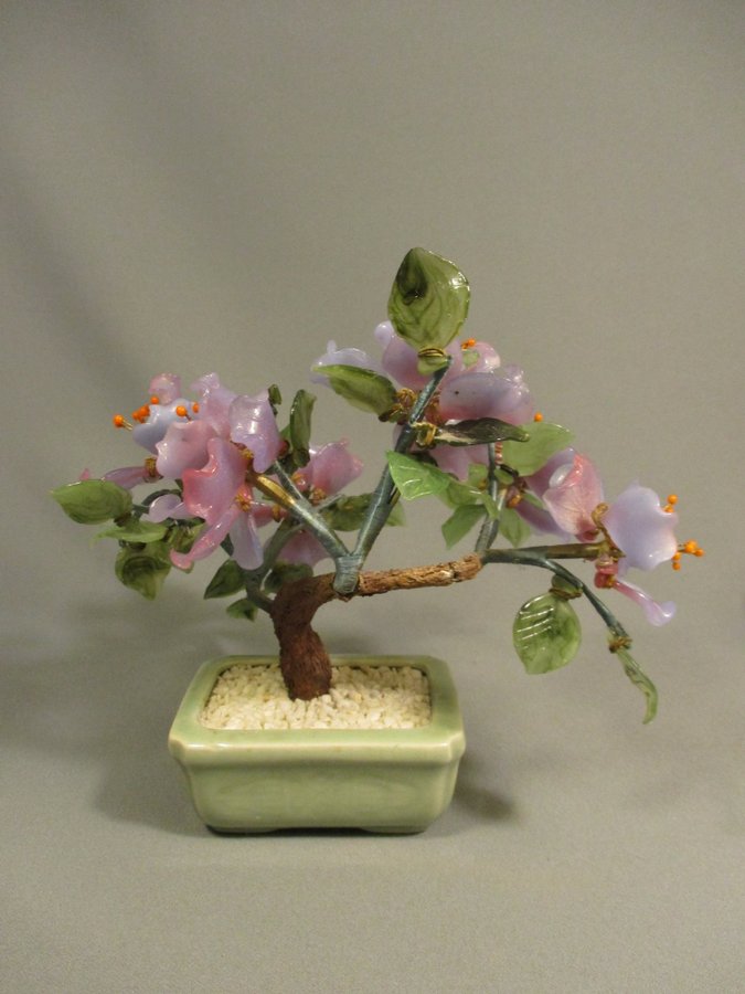 Beijing glas bonsai träd glas blommor, 1900-tal, Kina