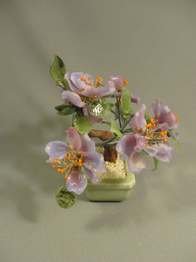 Beijing glas bonsai träd glas blommor, 1900-tal, Kina