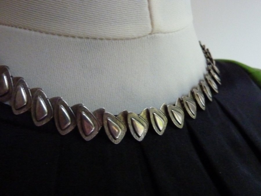 ÄKTA vintage silver collier halsband retro 39-44 cm fin design 830