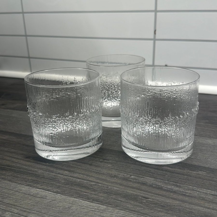 WHISKYGLAS, 3 st, "Niva", Tapio Wirkkala, Iittala, 1900-tal