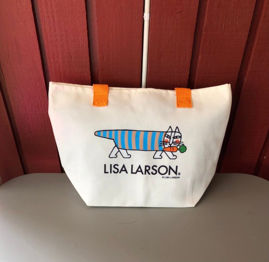 Lisa Larson väska bag randig katt med morot vävd polyester tillverkad för Japan