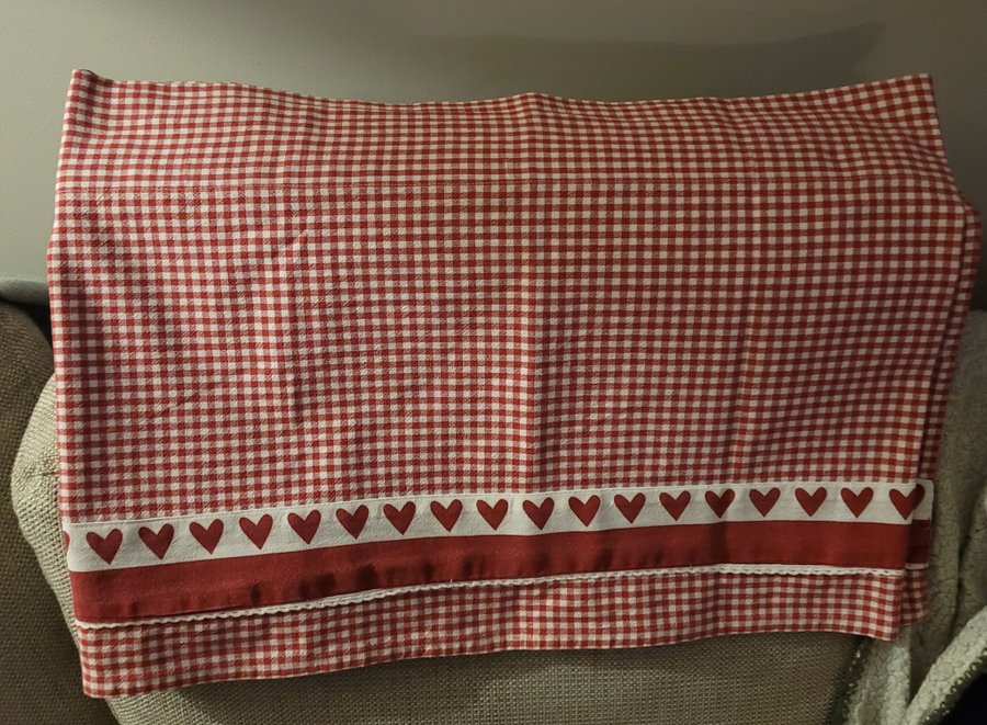 Röd och vit rutig julgardin kappa * 250× 45 cm