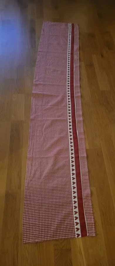 Röd och vit rutig julgardin kappa * 250× 45 cm