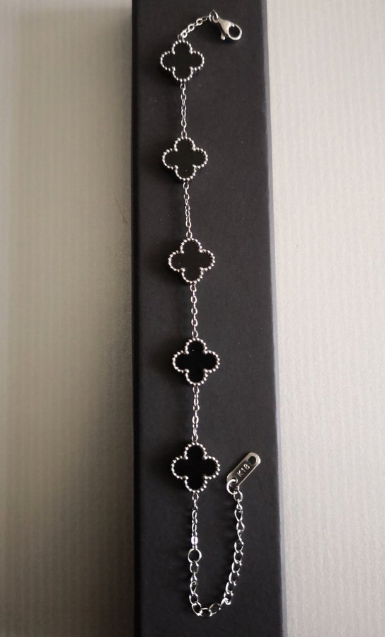 Clover Bracelet Silver And Black - stainless steel