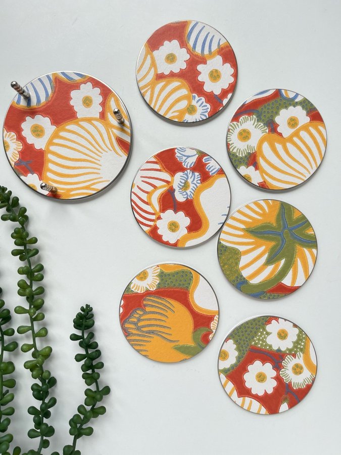 Coasters Flaskställ Svenskt Tenn Josef Frank Eldblomman Glasunderlägg servering