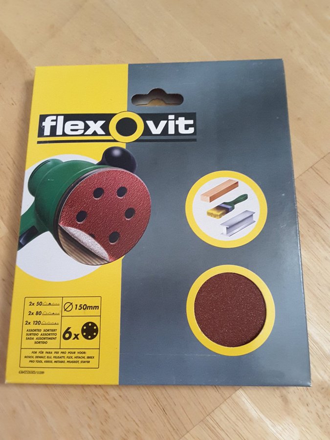 Flexovit Slippapper 150mm 6-pack Korn