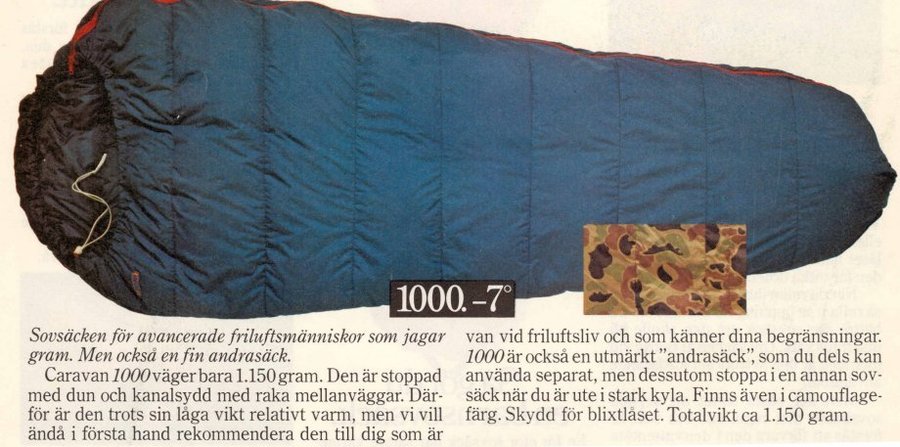 Caravan 1000 Dunsovsäck (Vikt 1000 gram Temp -7°C)