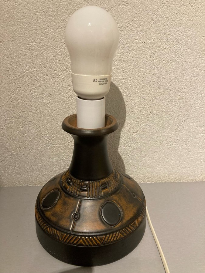 Retro bordslampa brun keramik Munk keramik Eskilstuna