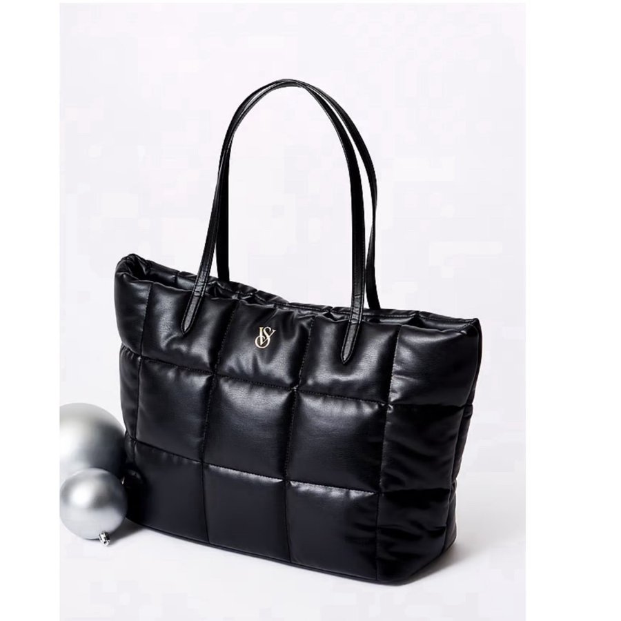 Victorias Secret Quilted Tote Bag Väska (Black  Gold) Nytt!!