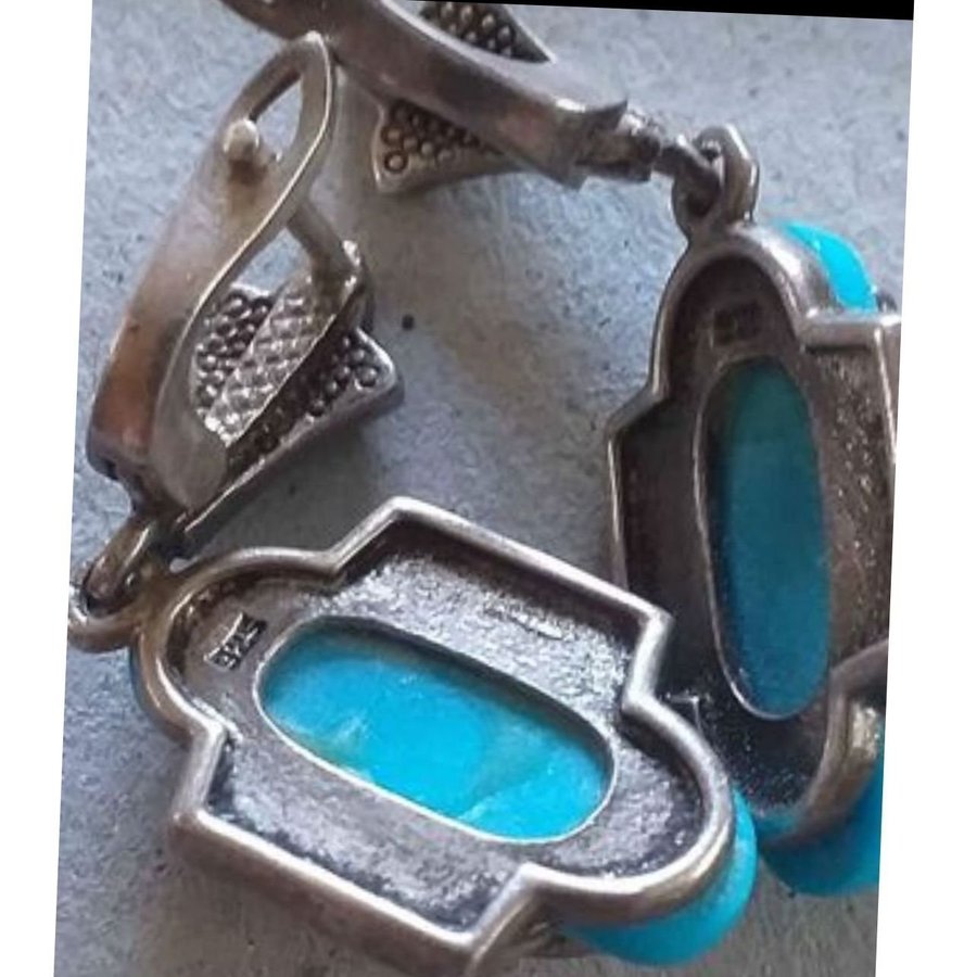 Äkta Exklusiv silver turquoise MARCASITE örhängen