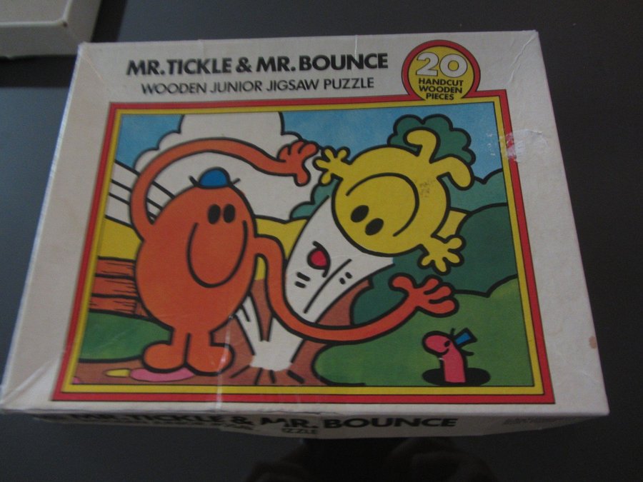 20 Bitar MR. Tickle Pussel Seriefigur +4 År Träpussel Trä Puzzle Födelsedag