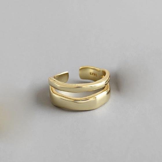 Underbar 14K guldpläterad stämpel ring justerbar trendig oppen stl 16 till 17 mm