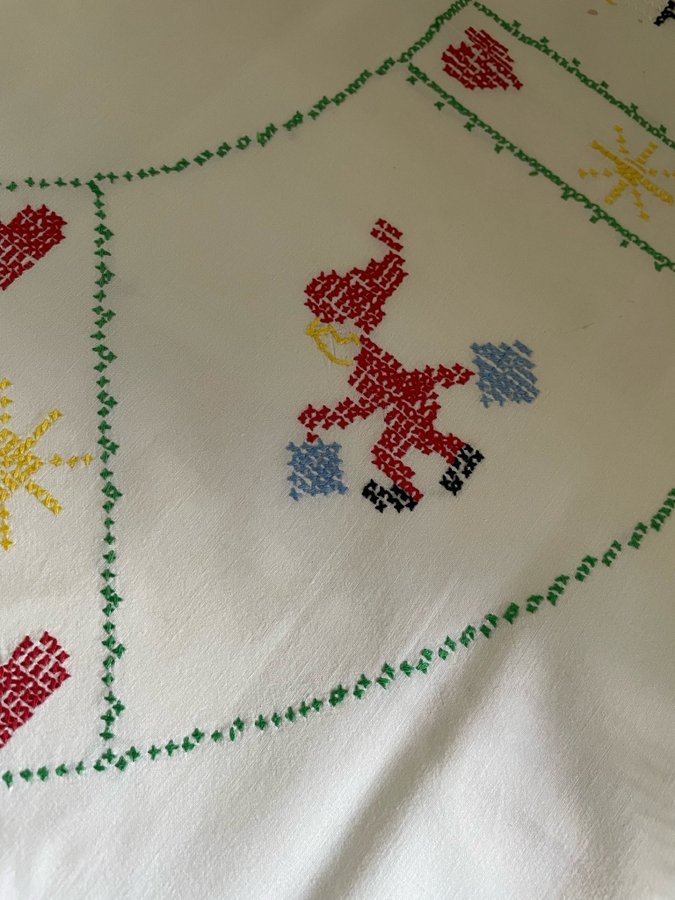 Mycket vacker stor,äldre broderad Julduk /Vintage