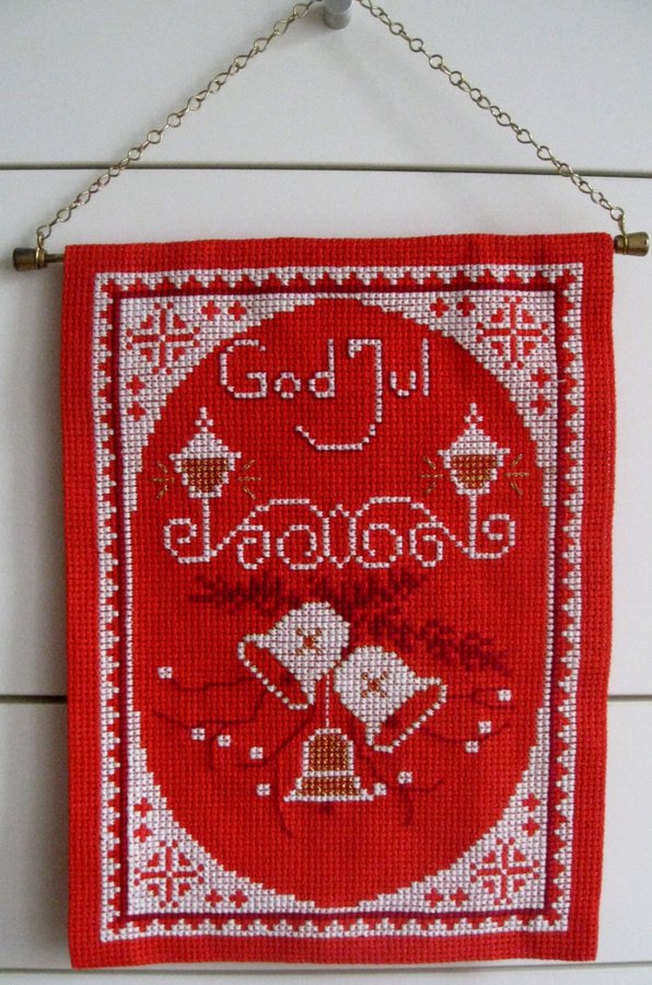 Broderad julbonad / väggbonad / bonad GOD JUL