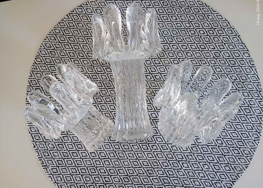 3 st GÖRAN WÄRFF. Ljuslyktor glas, "Sunflower", Kosta Boda