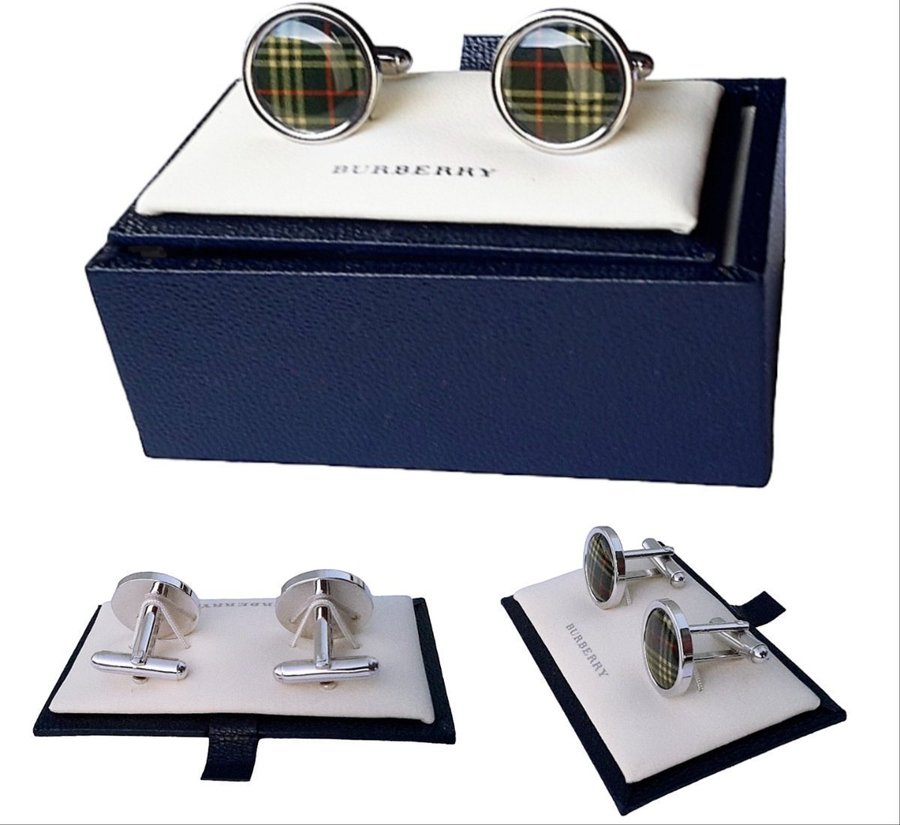 Burberry Cufflinks - MacLeod of Harris Tartan - NEW Vintage 90s + Burberrys Box