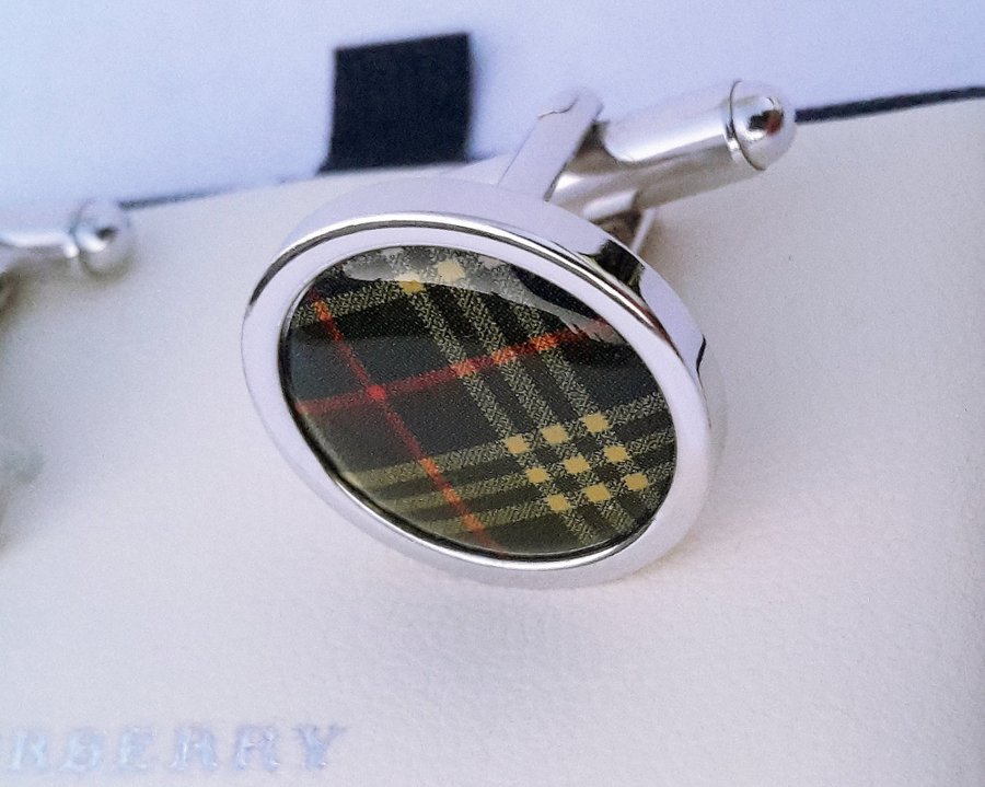 Burberry Cufflinks - MacLeod of Harris Tartan - NEW Vintage 90s + Burberrys Box