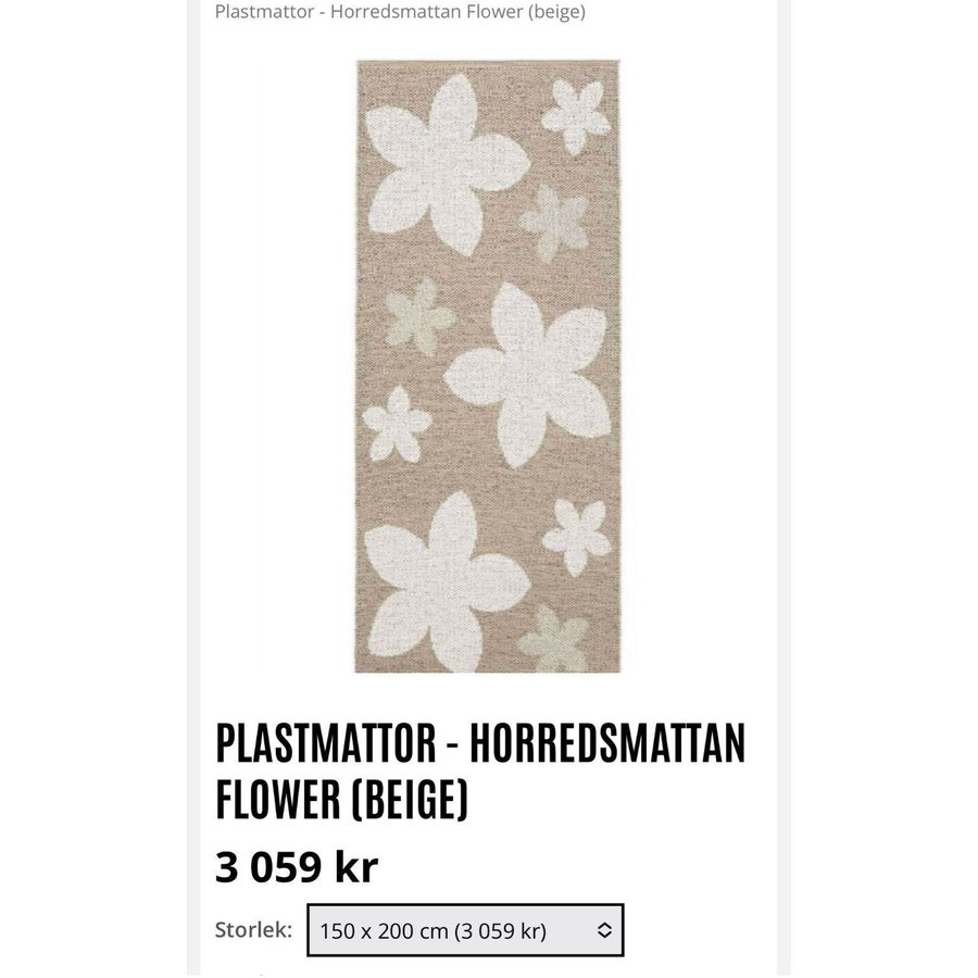 Horredsmattan Flower (Beige) - Plastmatta 150x200,