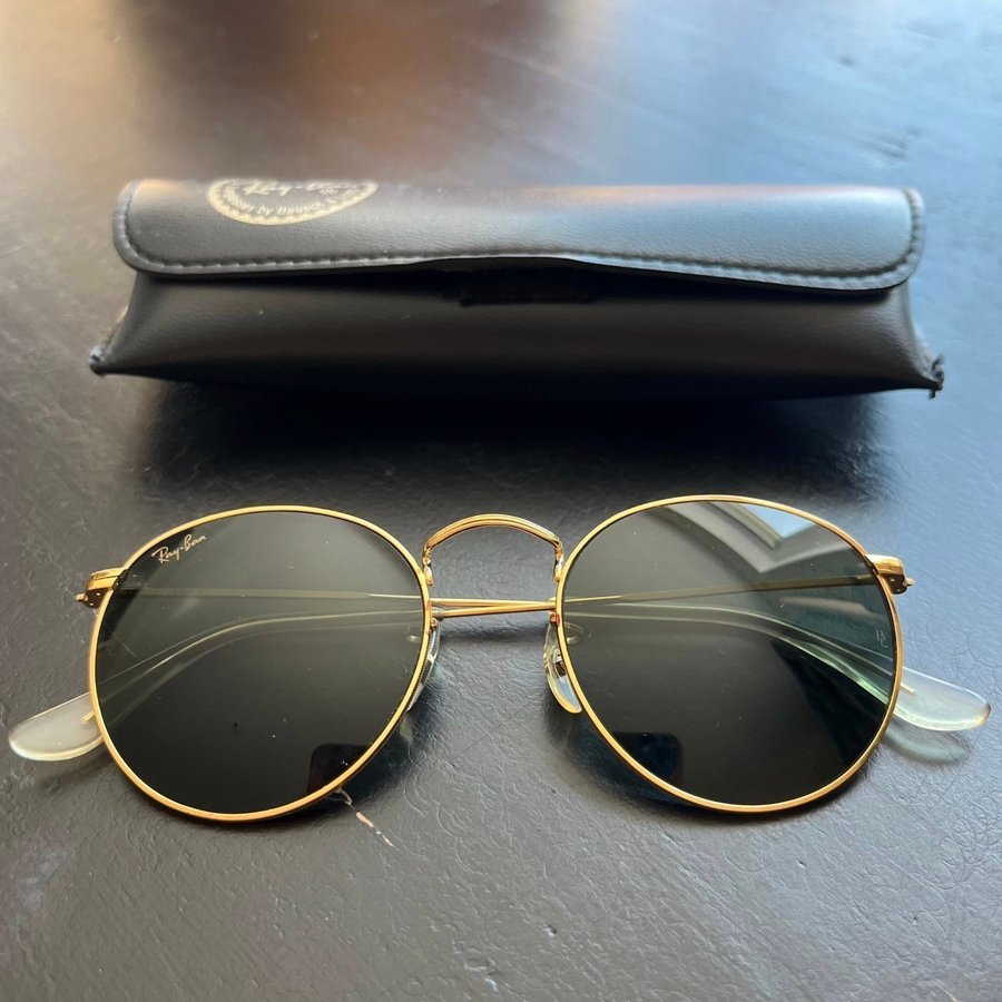 Ray-Ban Vintage Bausch  Lomb Runda Guldiga Solglasögon