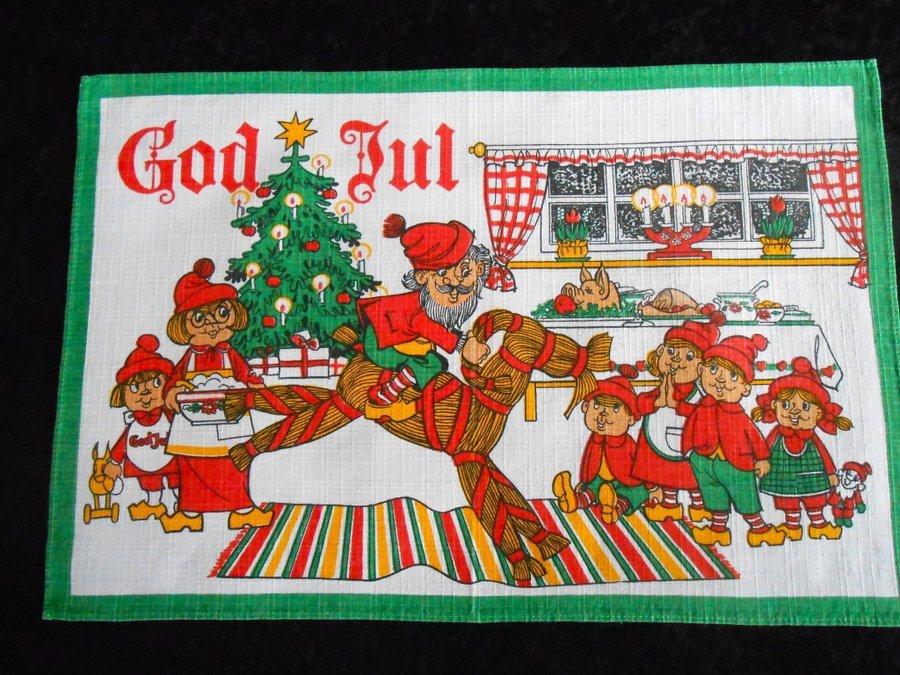 RETRO BONAD MED TRYCKT JULMOTIV. 46 X 30,5 CM.