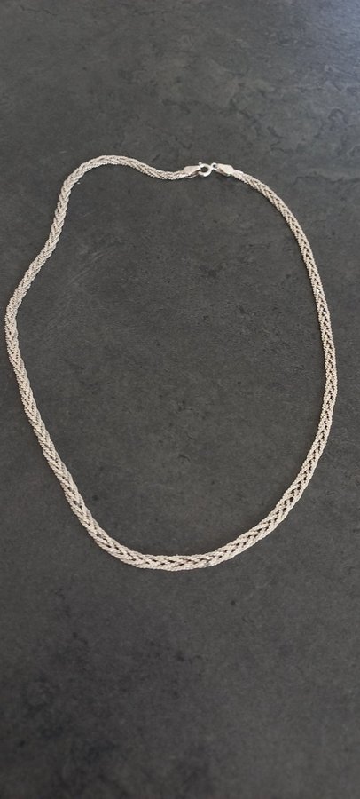 Flätat halsband äkta silver