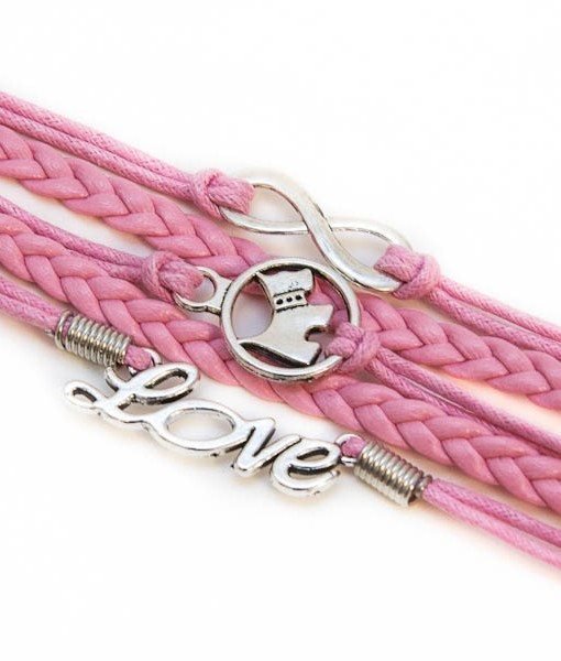 ARMBAND HUND, KÄRLEK, EVIGHET ROSA