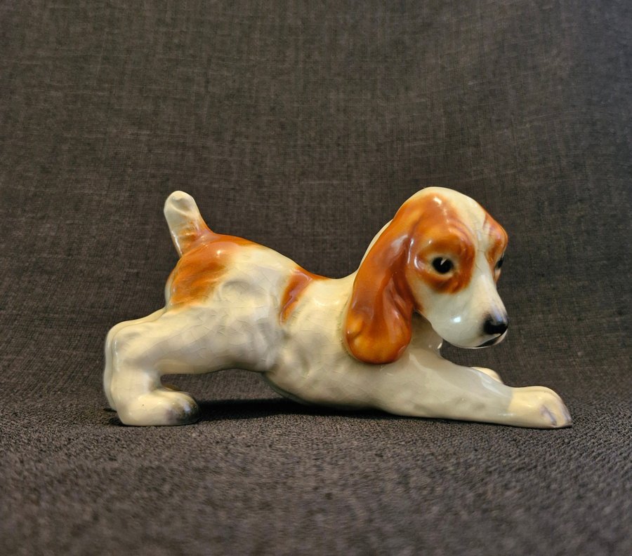 Hund figurin i porslin, Cocker Spaniel, figurin, porslin, stempela, Tyskland