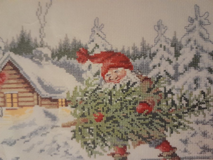 KOMPLETT BRODERI HEMTREVLIG JULBONAD, ”GRANHÄMTNING”